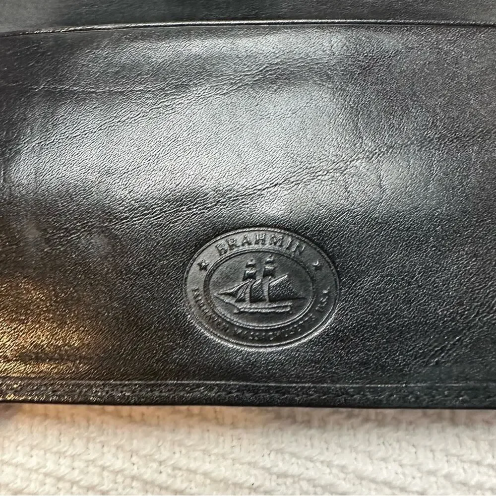 Brahmin Vintage Tuscan Black Leather Croc-embossed Cowhide Frame Wallet